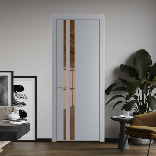 Межкомнатная дверь ProfilDoors 20 PA Смоки с профилем Никель с стеклом  зеркало bronze