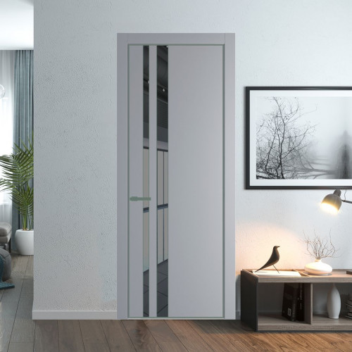 Межкомнатная дверь ProfilDoors 20 PA Смоки с профилем Зеленый воск с стеклом  зеркало grey