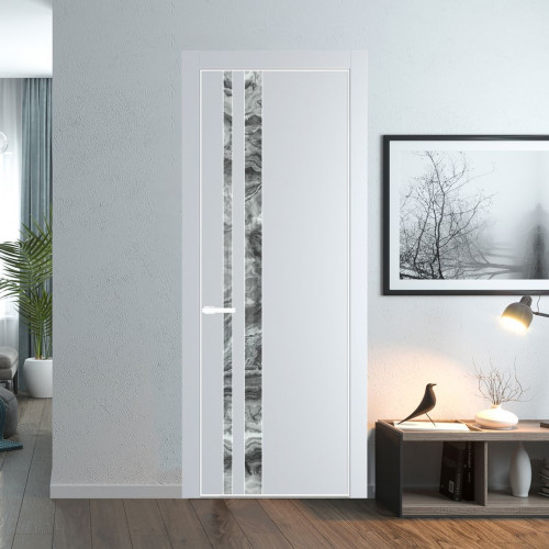 Межкомнатная дверь ProfilDoors 20 PA Вайт с профилем Вайт с стеклом  атриум серебро