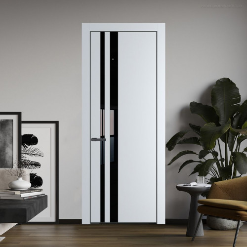 Межкомнатная дверь ProfilDoors 20 PA Вайт с профилем Серая Ночь с стеклом Lacobel Черный лак