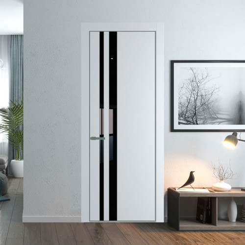 Межкомнатная дверь ProfilDoors 20 PA Вайт с профилем Зеленый воск с стеклом Lacobel Черный лак