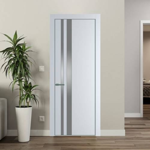 Межкомнатная дверь ProfilDoors 20 PA Вайт с профилем Зеленый воск с стеклом серебро матлак