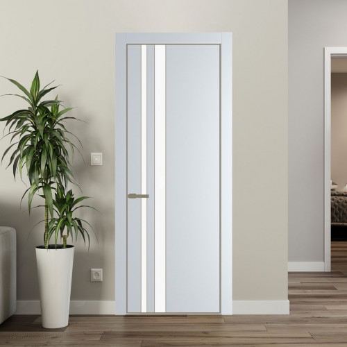 Межкомнатная дверь ProfilDoors 20 PA Вайт с профилем Шампань с стеклом  монохром белый просветленный