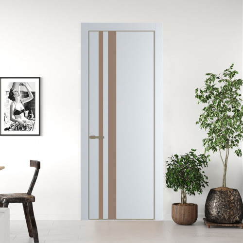 Межкомнатная дверь ProfilDoors 20 PA Вайт с профилем Шампань с стеклом  монохром капучино