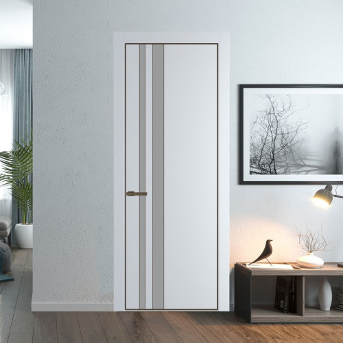 Межкомнатная дверь ProfilDoors 20 PA Вайт с профилем Деорэ с стеклом  монохром серый