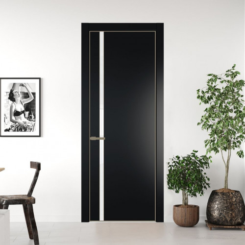 Межкомнатная дверь ProfilDoors 21 PA Блэк с профилем Шампань с стеклом лак классик