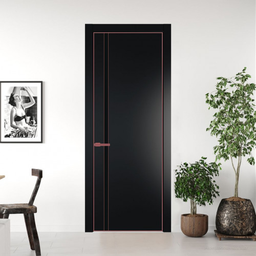 Межкомнатная дверь ProfilDoors 21 PA Блэк с профилем Красный антрацит с стеклом  монохром черный
