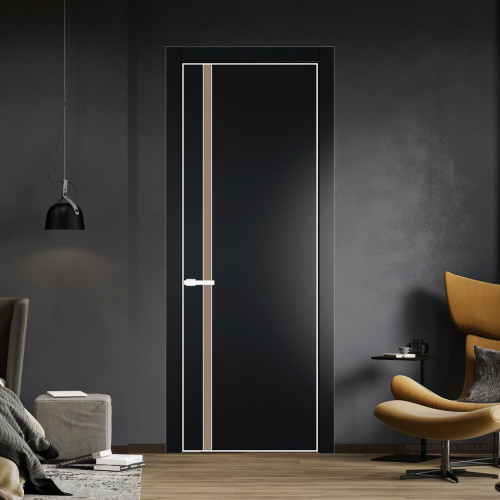 Межкомнатная дверь ProfilDoors 21 PA Блэк с профилем Вайт с стеклом  монохром капучино