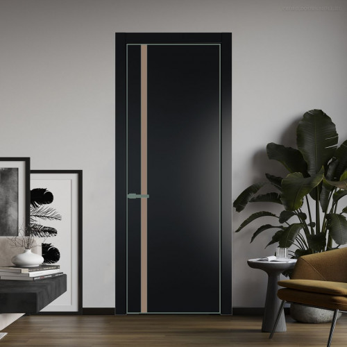 Межкомнатная дверь ProfilDoors 21 PA Блэк с профилем Зеленый воск с стеклом  монохром капучино