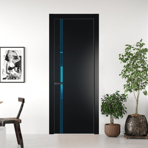 Межкомнатная дверь ProfilDoors 21 PA Блэк с профилем Серая Ночь с стеклом  зеркало blue