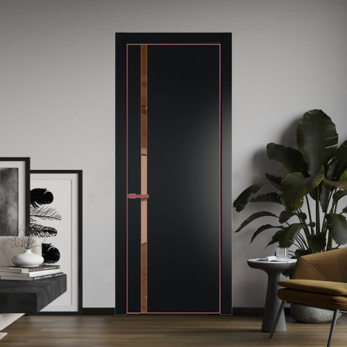 Межкомнатная дверь ProfilDoors 21 PA Блэк с профилем Красный антрацит с стеклом  зеркало bronze
