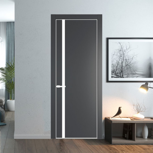 Межкомнатная дверь ProfilDoors 21 PA Графит с профилем Вайт с стеклом  монохром белый просветленный