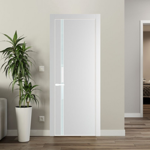 Межкомнатная дверь ProfilDoors 21 PA Крем вайт с профилем Вайт с стеклом белый лак