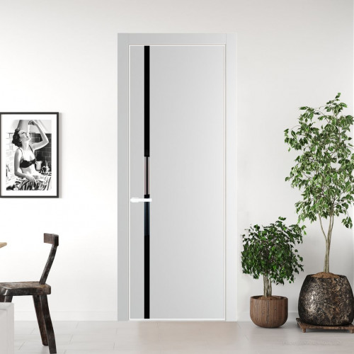 Межкомнатная дверь ProfilDoors 21 PA Крем вайт с профилем Вайт с стеклом Lacobel Черный лак