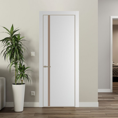 Межкомнатная дверь ProfilDoors 21 PA Крем вайт с профилем Никель с стеклом  монохром капучино