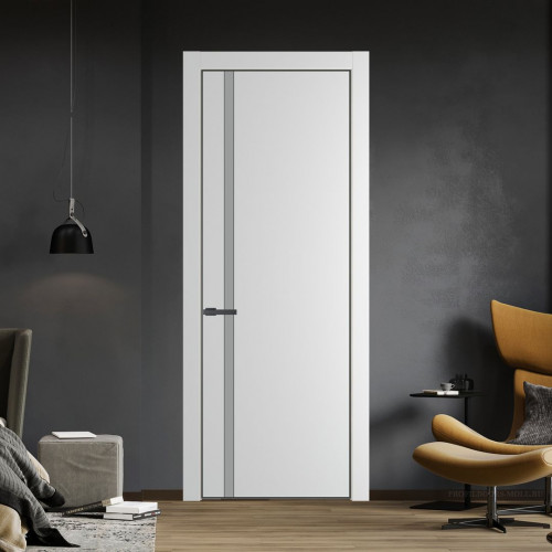 Межкомнатная дверь ProfilDoors 21 PA Крем вайт с профилем Серая Ночь с стеклом  монохром серый