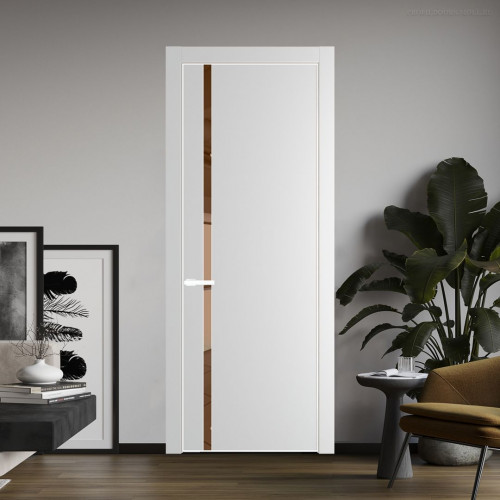 Межкомнатная дверь ProfilDoors 21 PA Крем вайт с профилем Вайт с стеклом  зеркало bronze