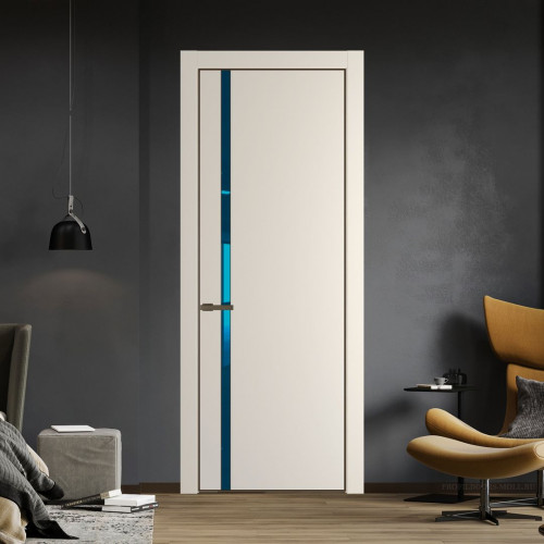 Межкомнатная дверь ProfilDoors 21 PA Кремовая Магнолия с профилем Деорэ с стеклом  зеркало blue
