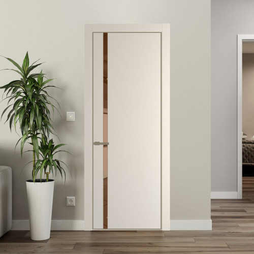 Межкомнатная дверь ProfilDoors 21 PA Кремовая Магнолия с профилем Шампань с стеклом  зеркало bronze