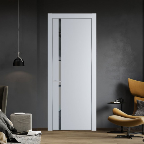 Межкомнатная дверь ProfilDoors 21 PA Лайт Грей с профилем Серебро с стеклом  зеркало grey