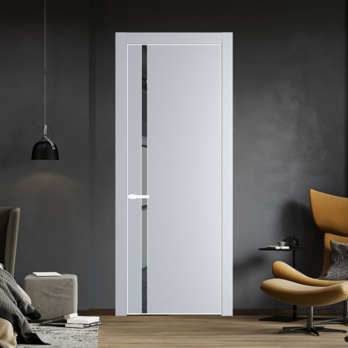 Межкомнатная дверь ProfilDoors 21 PA Лайт Грей с профилем Вайт с стеклом  зеркало grey