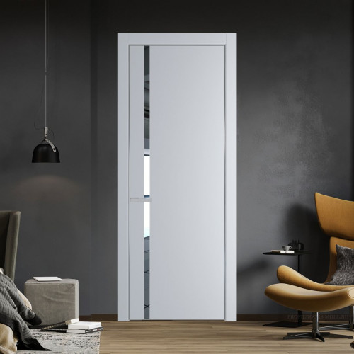 Межкомнатная дверь ProfilDoors 21 PA Лайт Грей с профилем Серебро с стеклом  зеркало