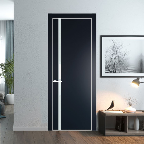Межкомнатная дверь ProfilDoors 21 PA Нэви Блу с профилем Вайт с стеклом белый лак