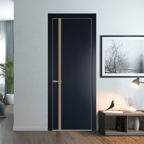 Межкомнатная дверь ProfilDoors 21 PA Нэви Блу с профилем Шампань с стеклом  монохром капучино