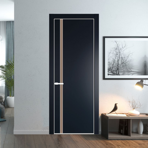 Межкомнатная дверь ProfilDoors 21 PA Нэви Блу с профилем Вайт с стеклом  монохром капучино