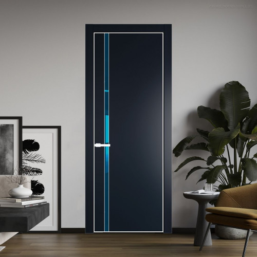 Межкомнатная дверь ProfilDoors 21 PA Нэви Блу с профилем Вайт с стеклом  зеркало blue