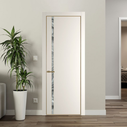 Межкомнатная дверь ProfilDoors 21 PA Перламутр белый с профилем Золото с стеклом  атриум серебро
