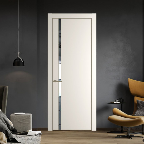 Межкомнатная дверь ProfilDoors 21 PA Перламутр белый с профилем Шампань с стеклом  зеркало
