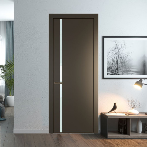 Межкомнатная дверь ProfilDoors 21 PA Перламутр бронза с профилем Деорэ с стеклом белый лак