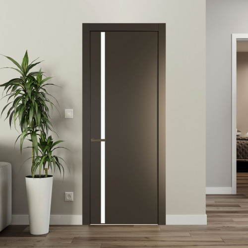 Межкомнатная дверь ProfilDoors 21 PA Перламутр бронза с профилем Деорэ с стеклом  монохром белый просветленный
