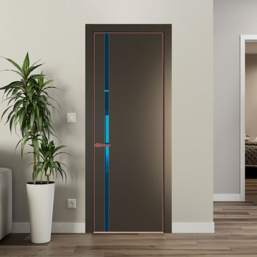 Межкомнатная дверь ProfilDoors 21 PA Перламутр бронза с профилем Красный антрацит с стеклом  зеркало blue
