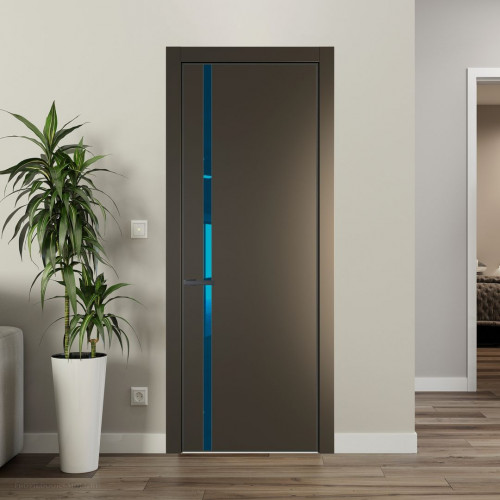 Межкомнатная дверь ProfilDoors 21 PA Перламутр бронза с профилем Серая Ночь с стеклом  зеркало blue