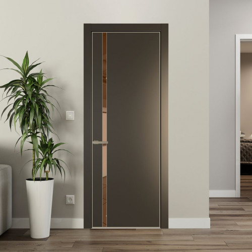 Межкомнатная дверь ProfilDoors 21 PA Перламутр бронза с профилем Никель с стеклом  зеркало bronze