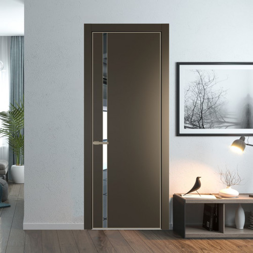 Межкомнатная дверь ProfilDoors 21 PA Перламутр бронза с профилем Никель с стеклом  зеркало