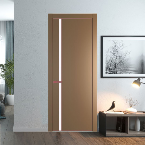 Межкомнатная дверь ProfilDoors 21 PA Перламутр золото с профилем Красный антрацит с стеклом  монохром белый просветленный