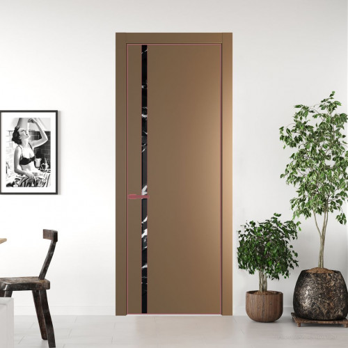 Межкомнатная дверь ProfilDoors 21 PA Перламутр золото с профилем Красный антрацит с стеклом  нефи черный узор серебро