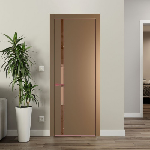 Межкомнатная дверь ProfilDoors 21 PA Перламутр золото с профилем Красный антрацит с стеклом  зеркало bronze