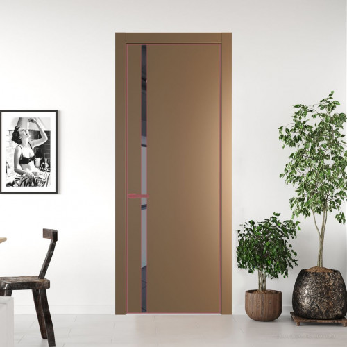 Межкомнатная дверь ProfilDoors 21 PA Перламутр золото с профилем Красный антрацит с стеклом  зеркало grey