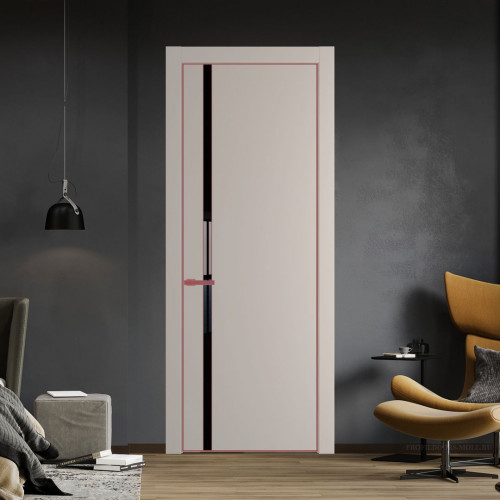 Межкомнатная дверь ProfilDoors 21 PA Санд с профилем Красный антрацит с стеклом Lacobel Черный лак