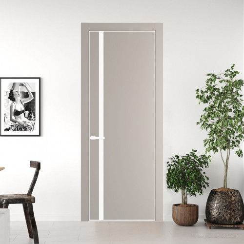 Межкомнатная дверь ProfilDoors 21 PA Санд с профилем Вайт с стеклом  монохром белый просветленный