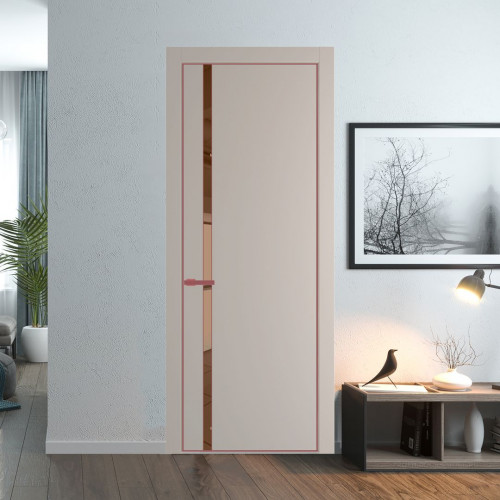 Межкомнатная дверь ProfilDoors 21 PA Санд с профилем Красный антрацит с стеклом  зеркало bronze