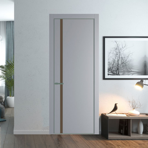 Межкомнатная дверь ProfilDoors 21 PA Смоки с профилем Зеленый воск с стеклом  монохром гляссе
