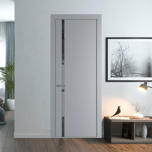 Межкомнатная дверь ProfilDoors 21 PA Смоки с профилем Зеленый воск с стеклом  зеркало grey