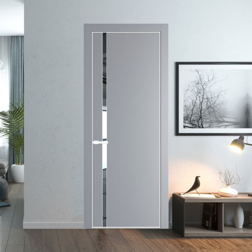 Межкомнатная дверь ProfilDoors 21 PA Смоки с профилем Вайт с стеклом  зеркало
