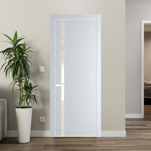 Межкомнатная дверь ProfilDoors 21 PA Вайт с профилем Вайт с стеклом перламутровый лак