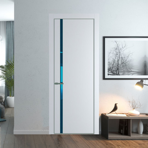 Межкомнатная дверь ProfilDoors 21 PA Вайт с профилем Зеленый воск с стеклом  зеркало blue